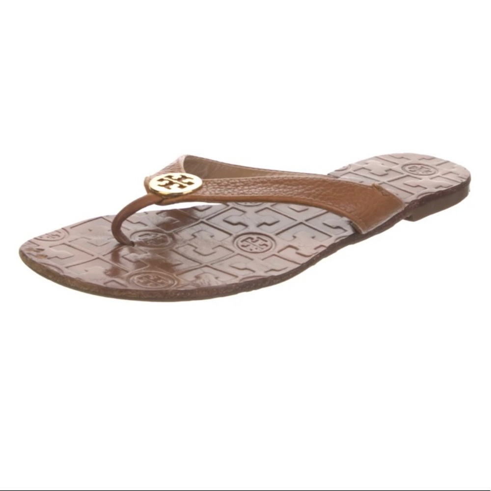 Tory Burch Brown Leather Flip Flops